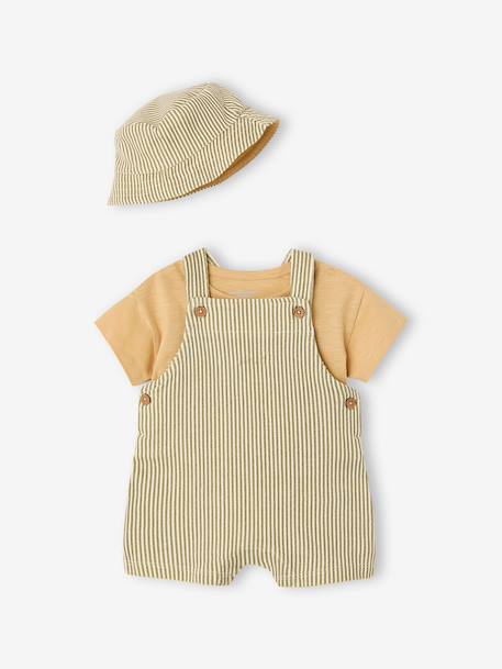 Dungarees & Bucket Hat Set for Boys cappuccino 