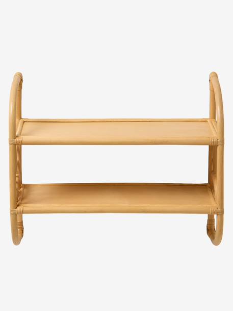 Rattan sun shelf 2 levels wood 