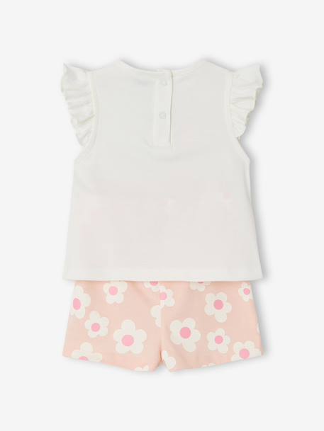 Winnie the Pooh floral set for baby girls pale pink 