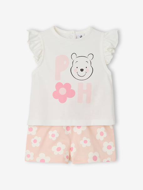Winnie the Pooh floral set for baby girls pale pink 