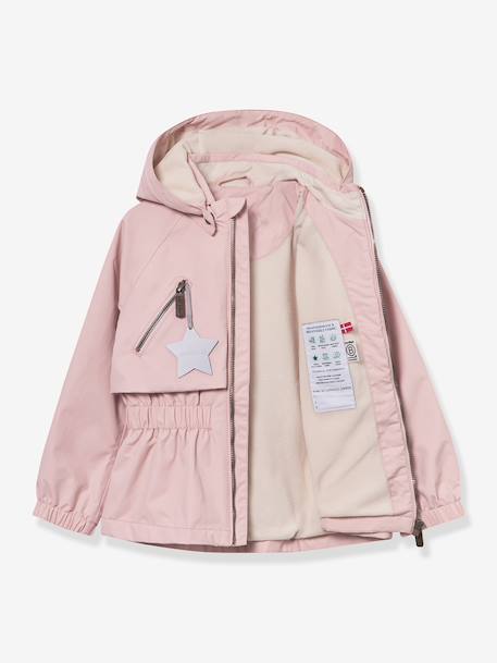 MATALGEA Mid-Season Waterproof Jacket with Fleece Lining, for Girls, MINI A TURE dusky pink+rosy+sage green 