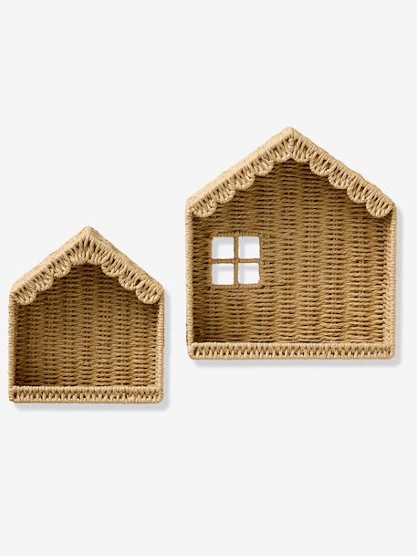 Pack of 2 house shelves beige 