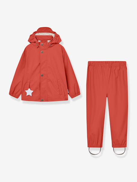 Rain set with jacket and trousers for children MATREINAR MINI A TURE mauve+tomato red 