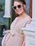 Organic Cotton Gauze Dress for Maternity, by ENVIE DE FRAISE clay beige+sage green 
