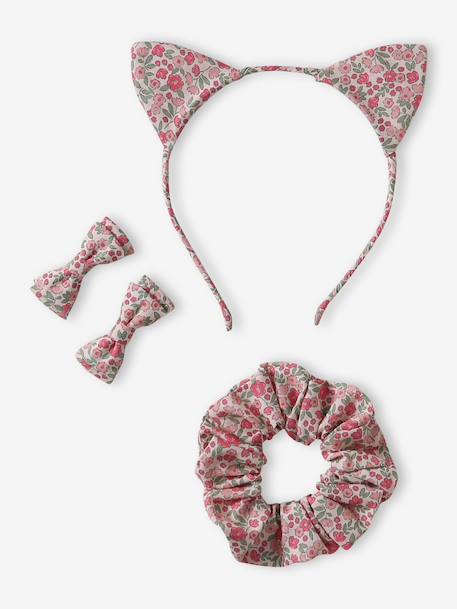 Set of Accessories In Floral Print Cotton for Girls pale pink 
