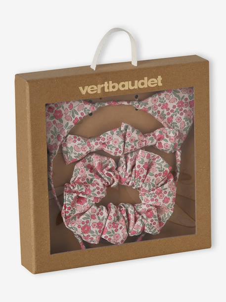 Set of Accessories In Floral Print Cotton for Girls pale pink 