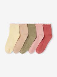Girls-Pack of 5 fancy ribbed ankle socks 