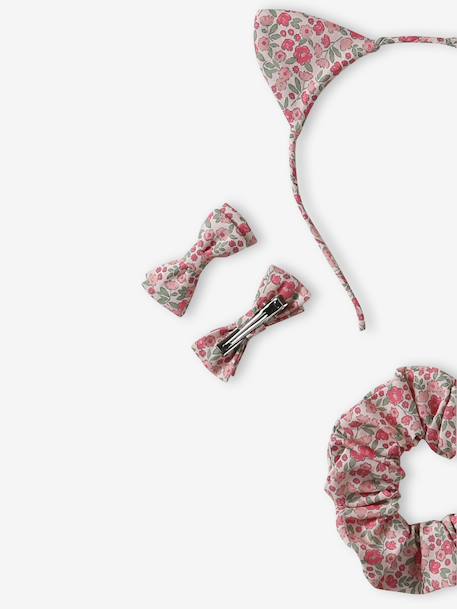 Set of Accessories In Floral Print Cotton for Girls pale pink 
