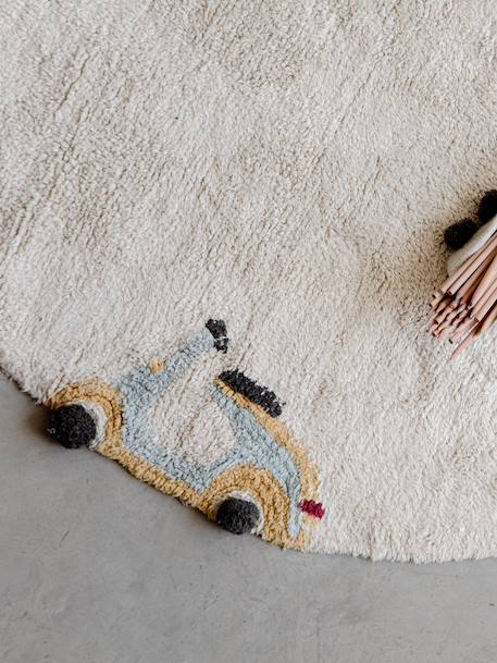 Washable rug wheels beige 