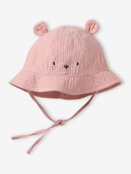 Printed Bucket Hat for Baby Girls ecru+rose 