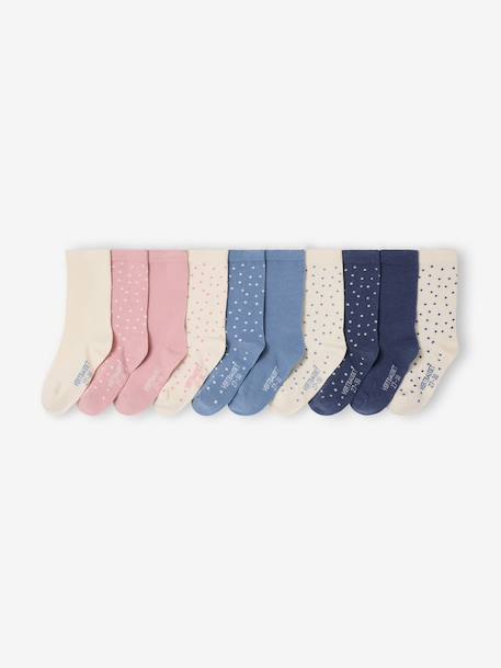 Pack of 10 girls' spotty socks ecru 