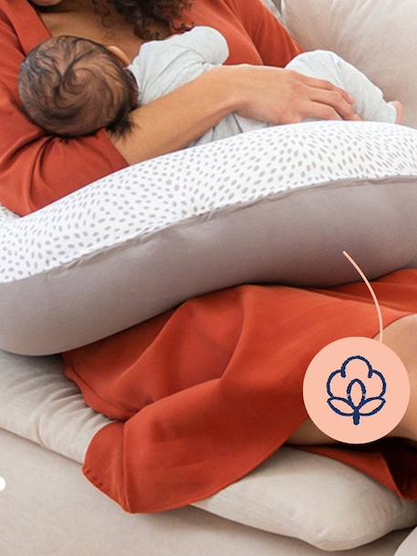 Doomoo Buddy Cushion for Nursing, by BABYMOOV beige+Dark Beige+Grey/Print 
