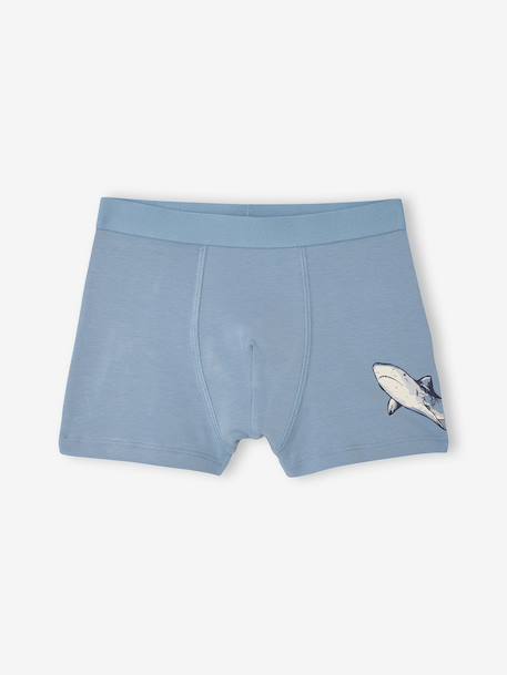 Pack of 5 shark print boxers for boys grey blue 