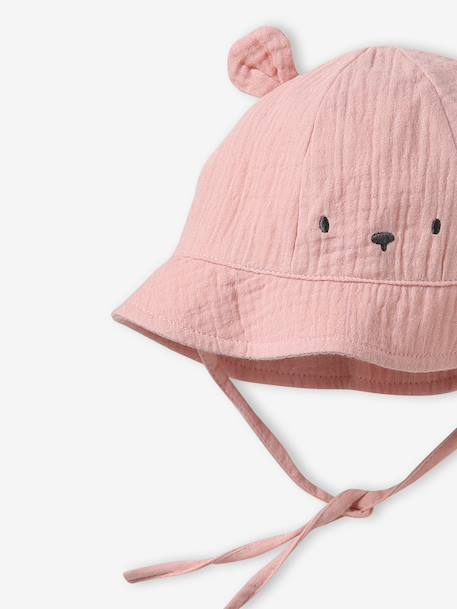 Printed Bucket Hat for Baby Girls ecru+rose 