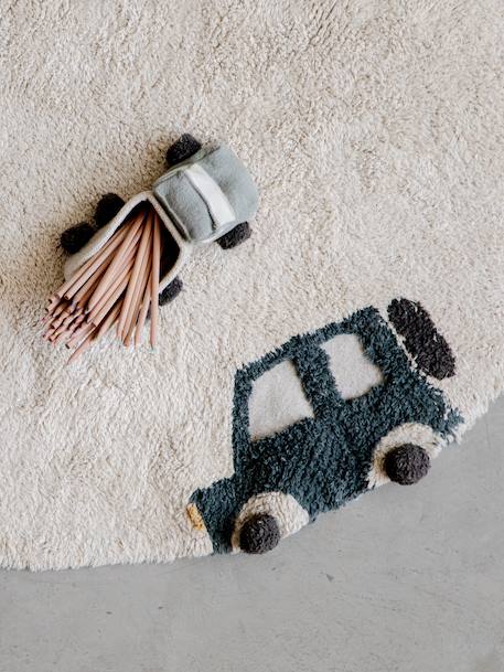 Wheels washable rug beige 