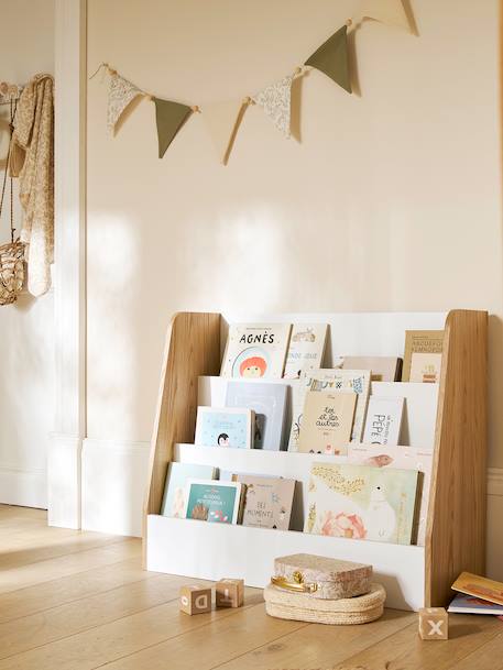 Low bookshelf 3 levels YEL white 