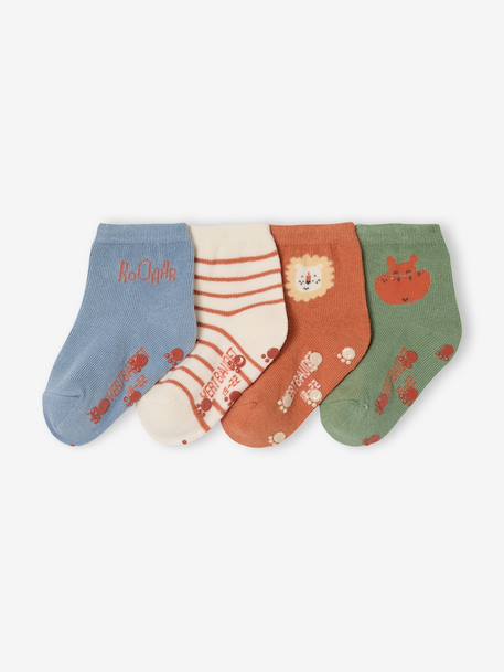 Pack of 4 pairs of baby boys' socks crystal blue 