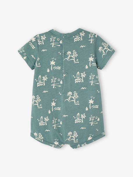 Baby jersey playsuit ecru+peacock blue 
