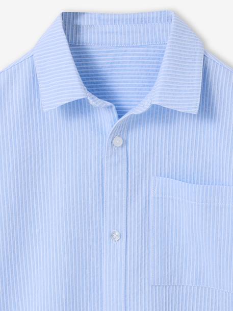 Long-Sleeved Cotton Shirt striped blue 
