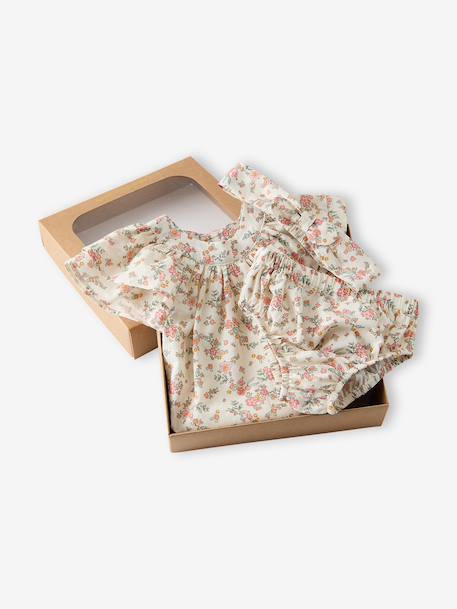 Baby dress set with culotte-style briefs and bandeau ecru 