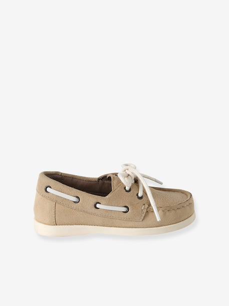 Boys' leather boat shoes beige 