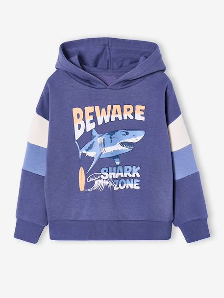 Hooded printed sweatshirt marl grey+marl white+slate blue 