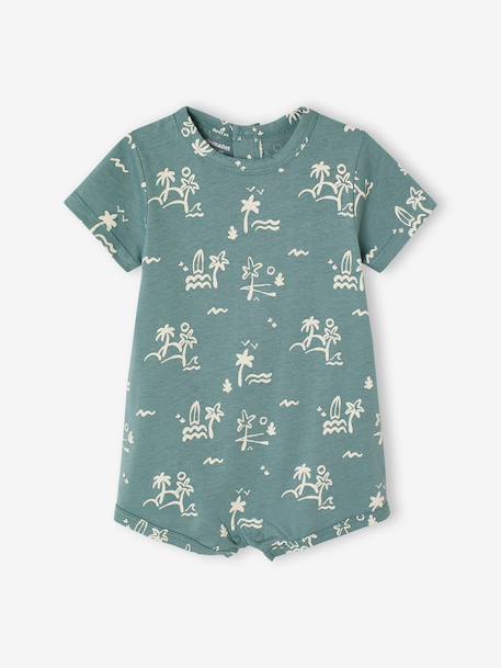 Baby jersey playsuit ecru+peacock blue 