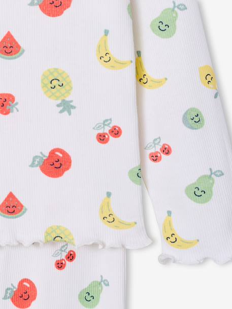 Pack of 2 girls' long-sleeved pyjamas ecru 