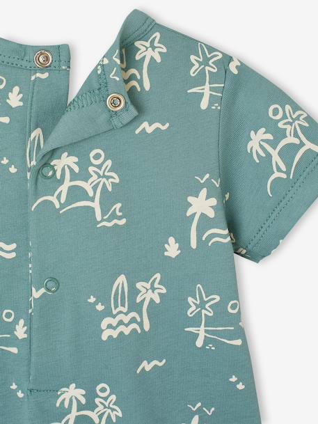 Baby jersey playsuit ecru+peacock blue 