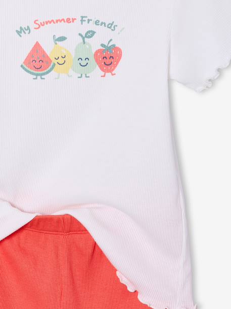 Pack of 2 girls' long-sleeved pyjamas ecru 
