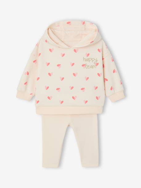 Hooded sweatshirt and leggings set ecru 