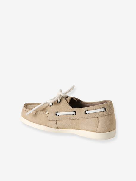 Boys' leather boat shoes beige 