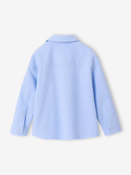 Long-Sleeved Cotton Shirt striped blue 