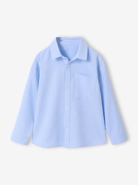 Long-Sleeved Cotton Shirt striped blue 