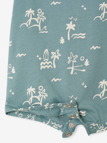 Baby jersey playsuit ecru+peacock blue 