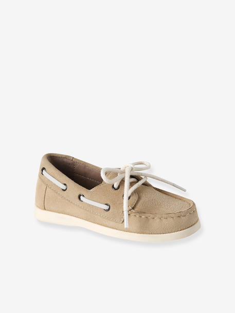 Boys' leather boat shoes beige 