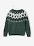 Jacquard Knit Jumper, Round Neckline, for Boys green+slate blue 