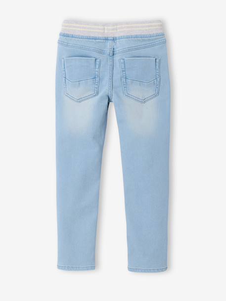Straight Cut Denim-Effect Fleece Trousers, for Boys BLACK DARK SOLID+bleached denim+BLUE MEDIUM TWO COLOR/MULTICOL+BLUE MEDIUM WASCHED+double stone+Grey Denim 