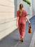 Cotton muslin nursing jumpsuit terracotta 
