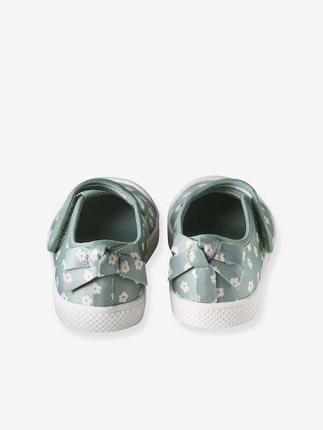 Girls' synthetic mary janes with touch 'n' close fastening printed green 