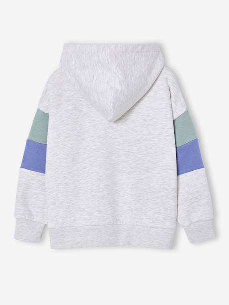 Hooded printed sweatshirt marl grey+marl white+slate blue 