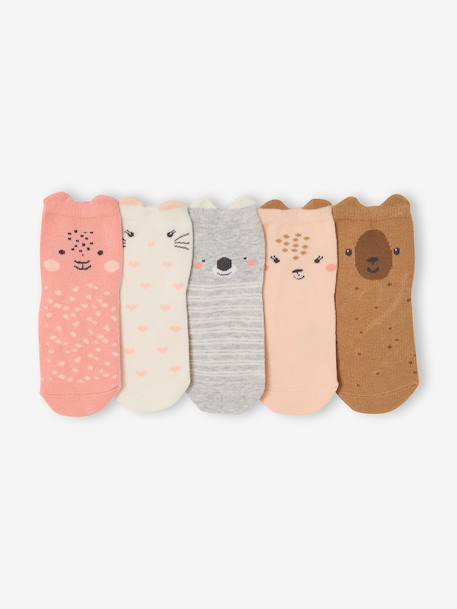 Pack of 5 pairs of socks for baby girls rose 