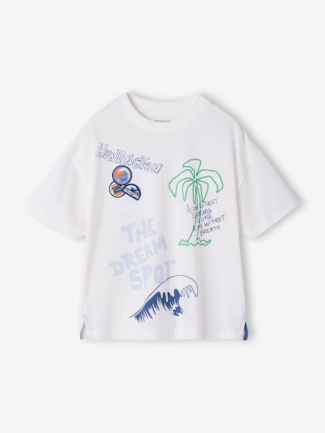 T-shirt with short sleeves and surf print ecru 