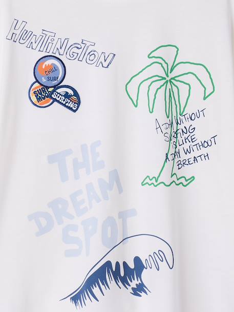 T-shirt with short sleeves and surf print ecru 