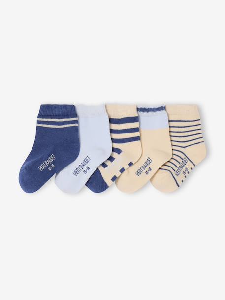 Pack of 5 pairs of baby boys' socks blue 
