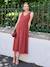 Long maternity and nursing dress terracotta 