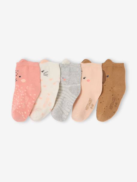 Pack of 5 pairs of socks for baby girls rose 