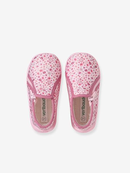 Slippers with Zip, Made in France, for Babies printed pink 