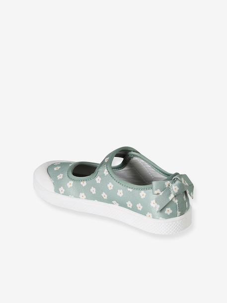 Girls' synthetic mary janes with touch 'n' close fastening printed green 