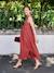 Long maternity and nursing dress terracotta 